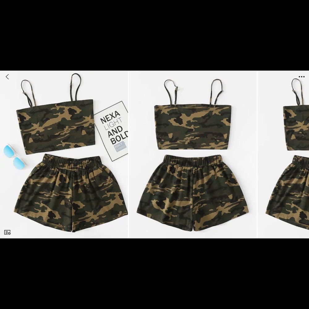 2 Piece Camo Utility Top w. Shorts